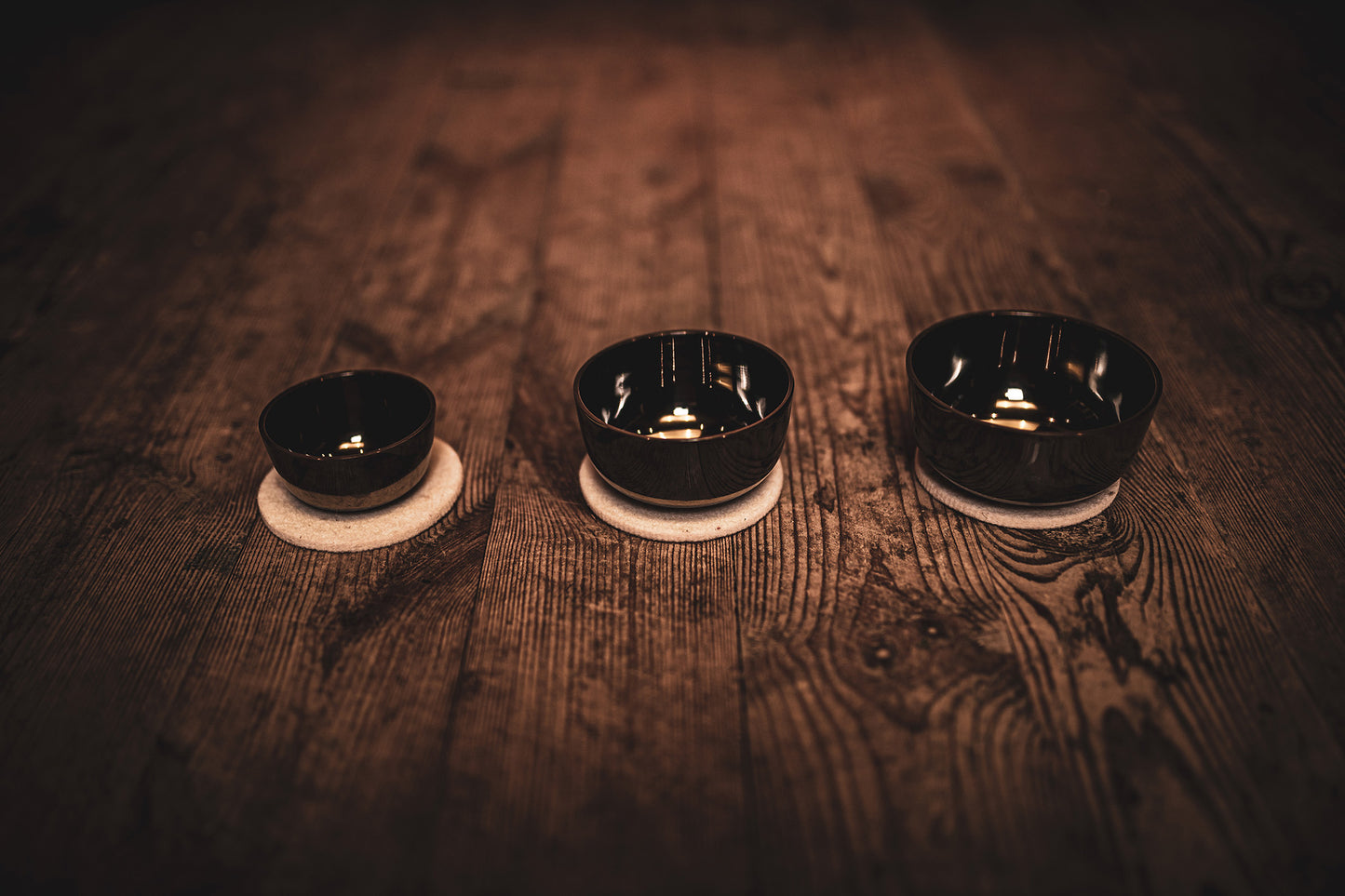 SET SINGING BOWL SONIC ENERGY ZEN, 2.8" ; 3.5" ; 3.9", ALLIAGE SPÉCIAL COULE, TONALITÉ HAUTE ET CLAIRE