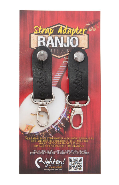 Attaches-courroie, 2 pièces, cuir, pour banjo, s'accrochent par mousqueton sur les tirants, noir