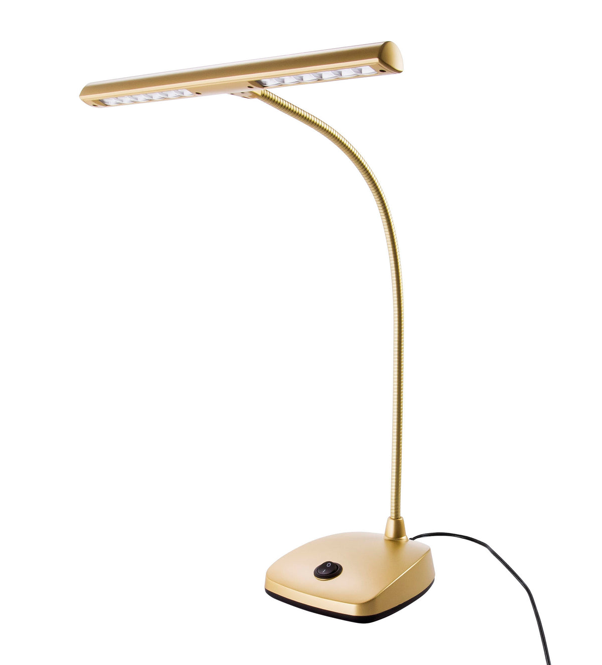 Lampe piano 12 LEDs (2500 lux), longueur 296 mm sur flexible ajustable, alimentation sur bloc secteur fourni, 1.54 kg, or