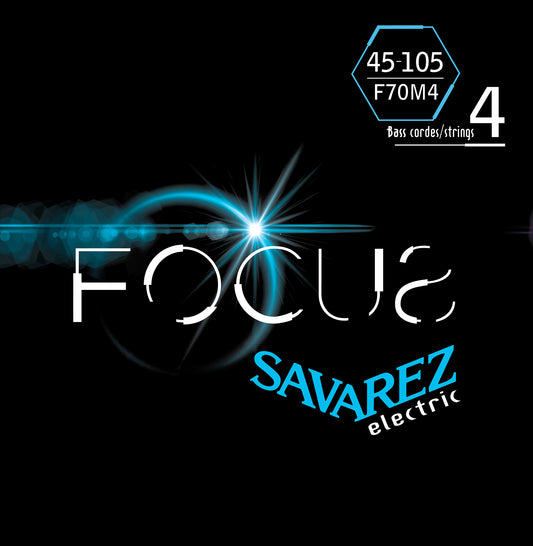 Jeu basse Focus, 4 cordes tirant medium (45-65-85-105), filé rond sur âme hexagonale