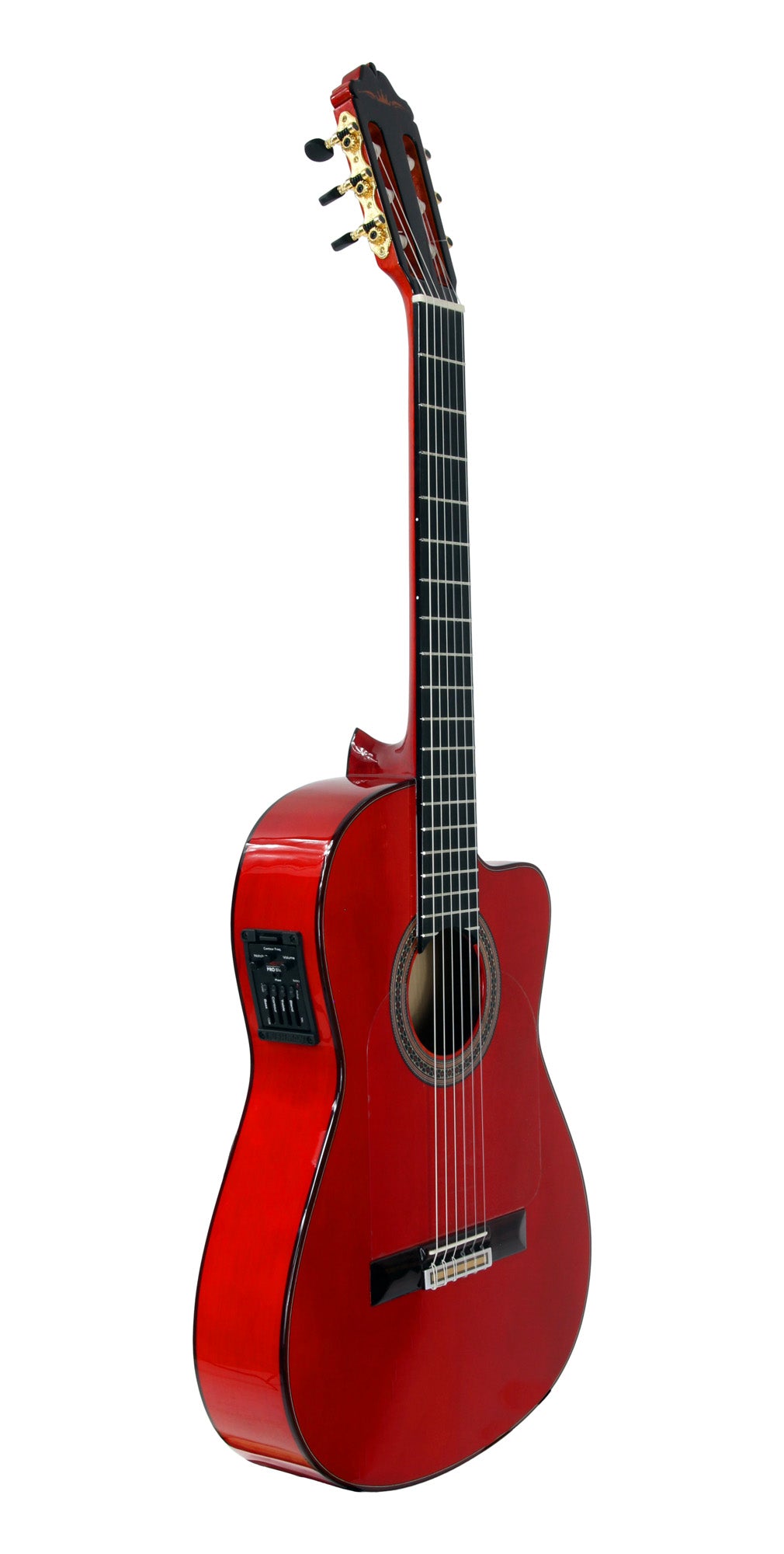 GIPSYKINGS (by André Reyes), Flamenco pan coupé, table épicéa massif, f/e cyprès massif, EQ Fishman Prefix Pro Blend, rouge