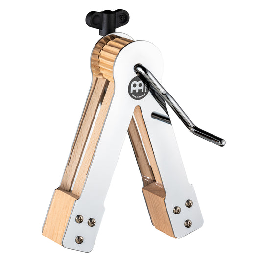 Crécelle d'orchestre Meinl en acier chromé et bois. Montable sur un stand