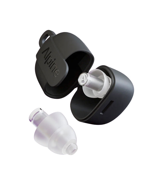 PartyPlug Pro, deux bouchons d'oreilles universels thermoplastiques, atténuation 21 dB, 3 embouts, étui, transparent