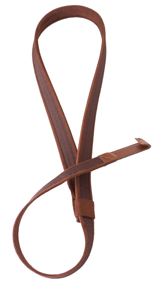 Courroie modèle CLASSICAL-HOOK, tissu, crochet, largeur 2.5 cm, longueur 63 à 90 cm, brun