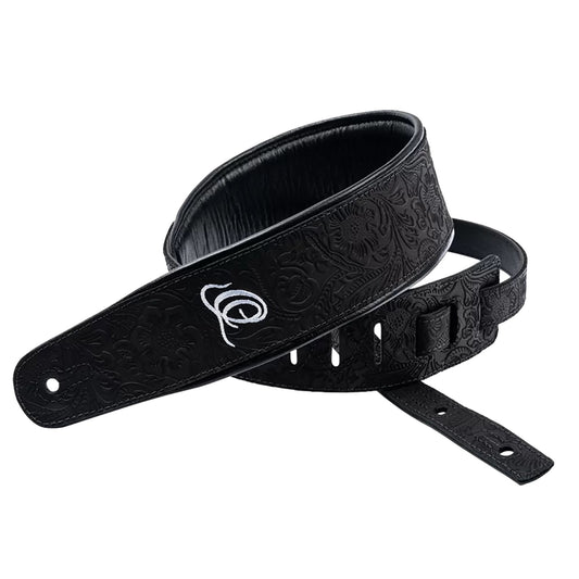 OSBY-1, courroie guitare, série Byzantine, face cuir, dos PVC (vegan), largeur 7 cm, longueur 145 cm, byzantine black