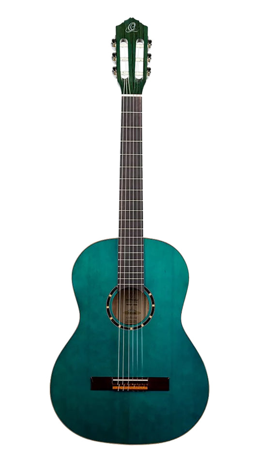 R121SNOC, modèle Slim Neck, table épicéa, fond & éclisses acajou, manche acajou (sillet 48 mm), housse, bleu océan brillant