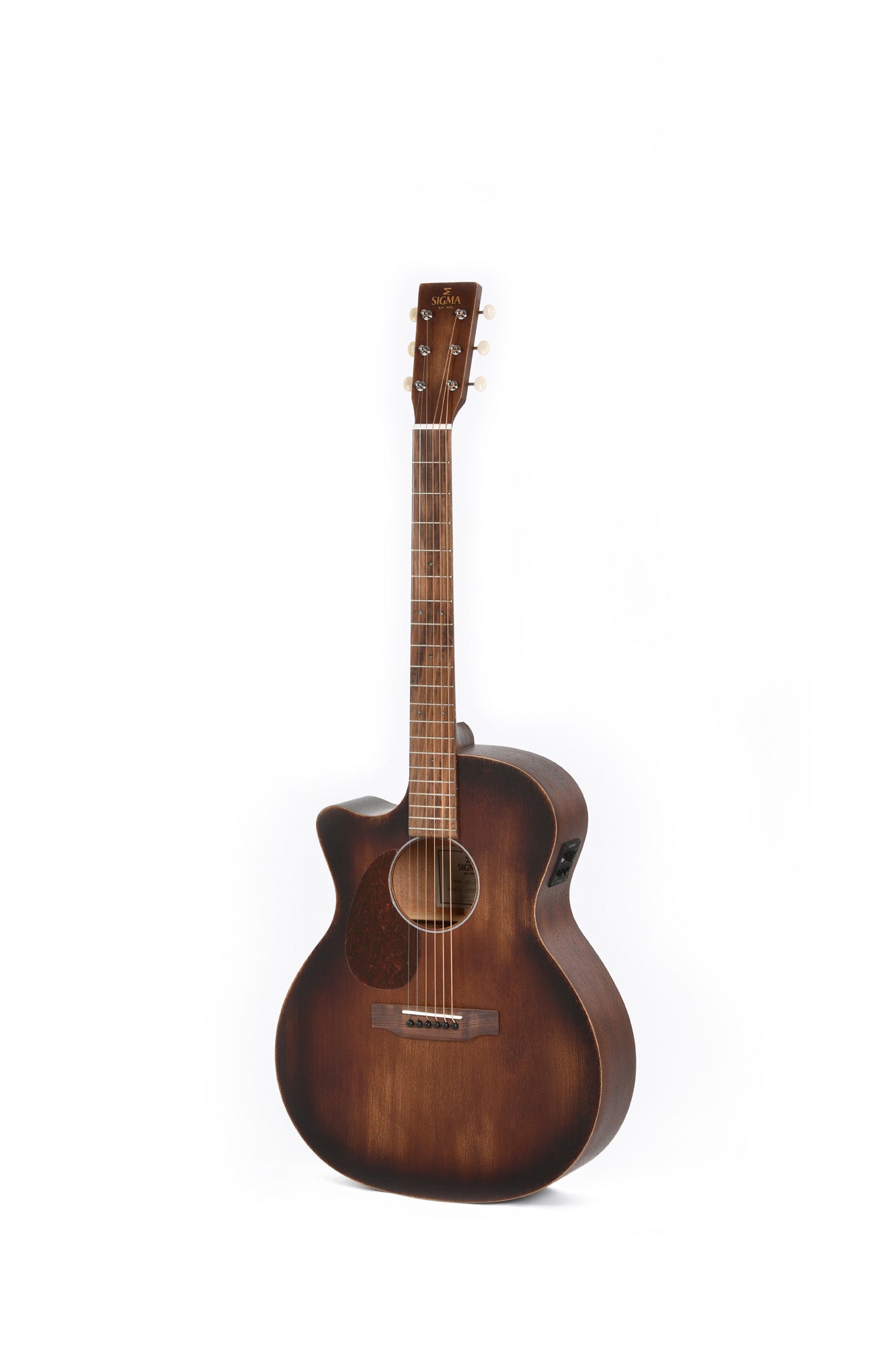 Modèle GMC-15EL-AGED, Dreadnought, table acajou massif, f/e acajou, touche pau ferro, EQ Fishman, naturel"vieilli", gaucher