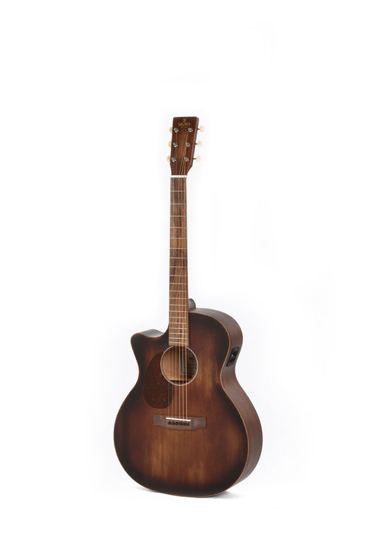 Modèle GMC-15EL-AGED, Dreadnought, table acajou massif, f/e acajou, touche pau ferro, EQ Fishman, naturel"vieilli", gaucher