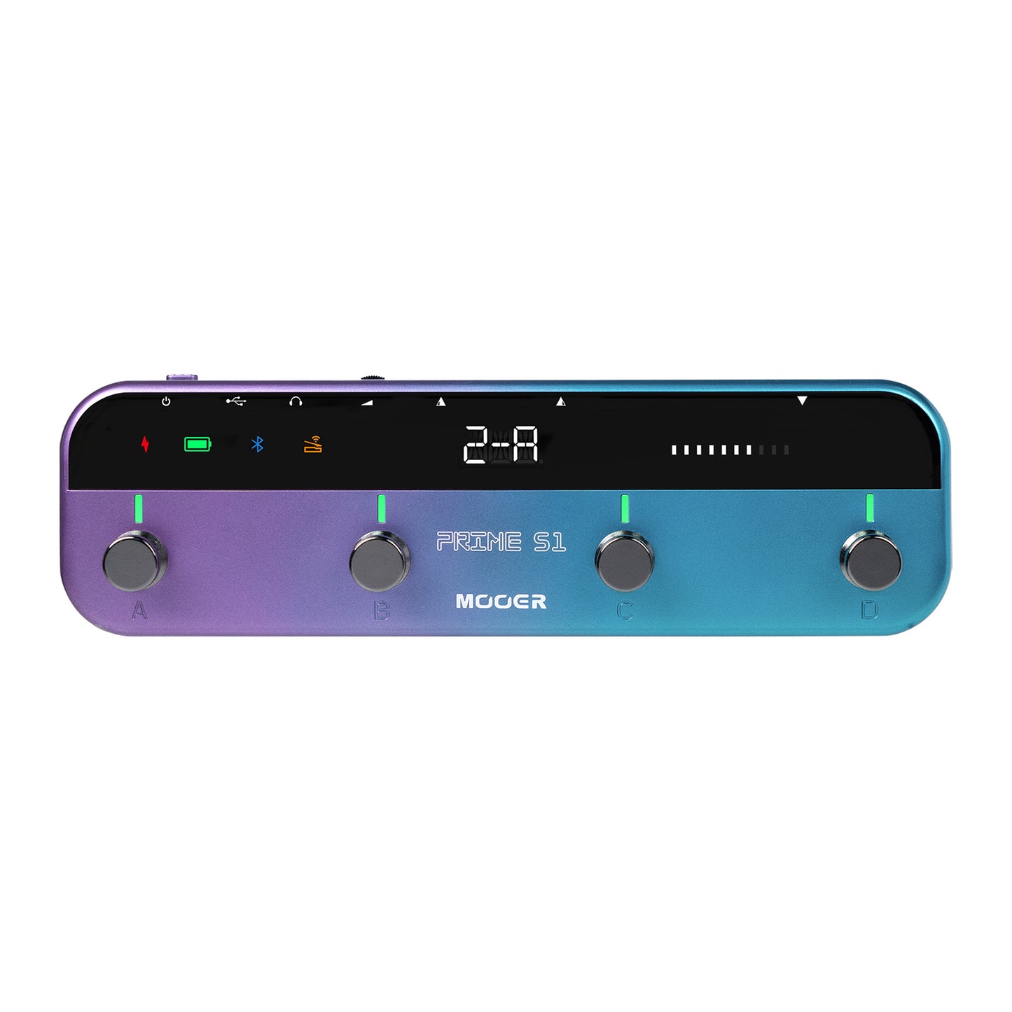 Multi-effets PRIME S1, 126 effets de guitare, accordeur, métronome, boite à rythmes, looper, bluetooth, bleu violet pailleté