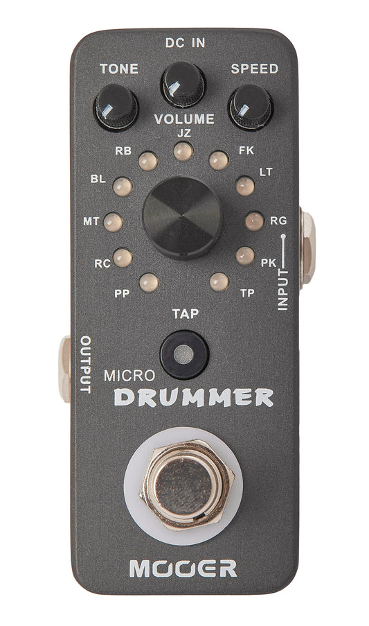 Pédale MICRO DRUMMER, boite à rythmes numérique, 11 styles différents incluant chacun 11 patterns, noir