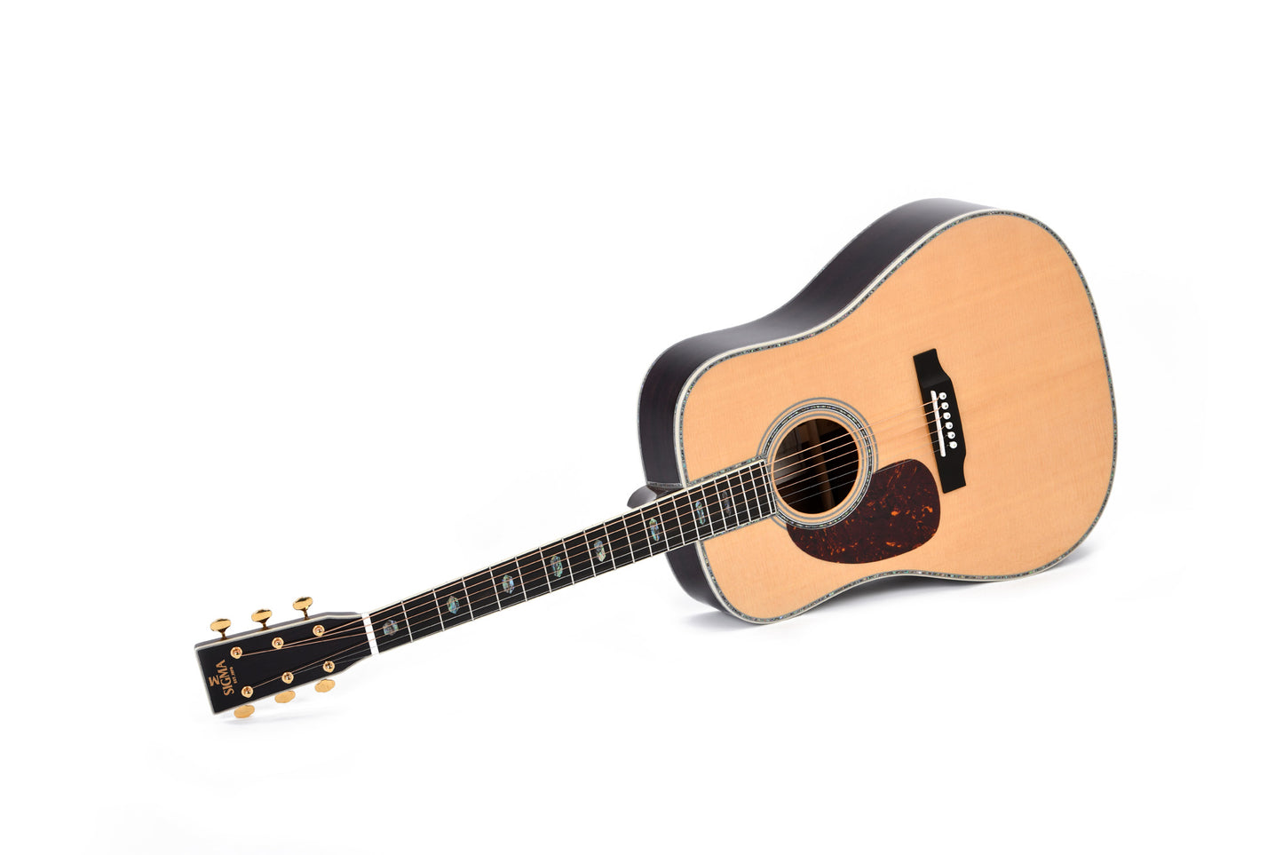 Modèle SDR-45L, Dreadnought, table épicéa massif, f/e palissandre massif, touche ébène, étui, naturel brillant, gaucher