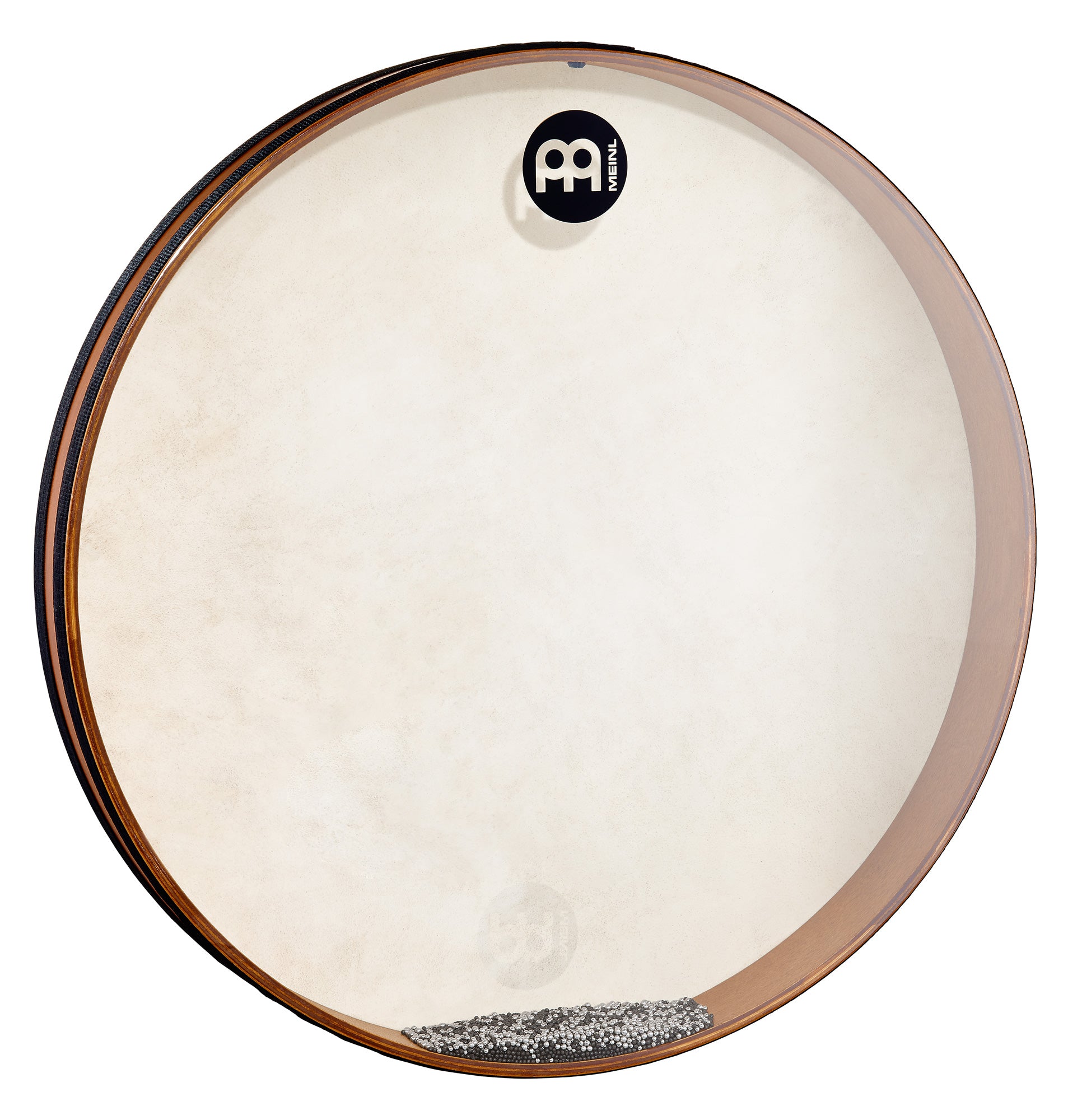 Sea Drum 22" x 2.75", corps hévéa, 1 peau chèvre, 1 peau synthétique, avec billes métalliques et trou scellable, African Brown