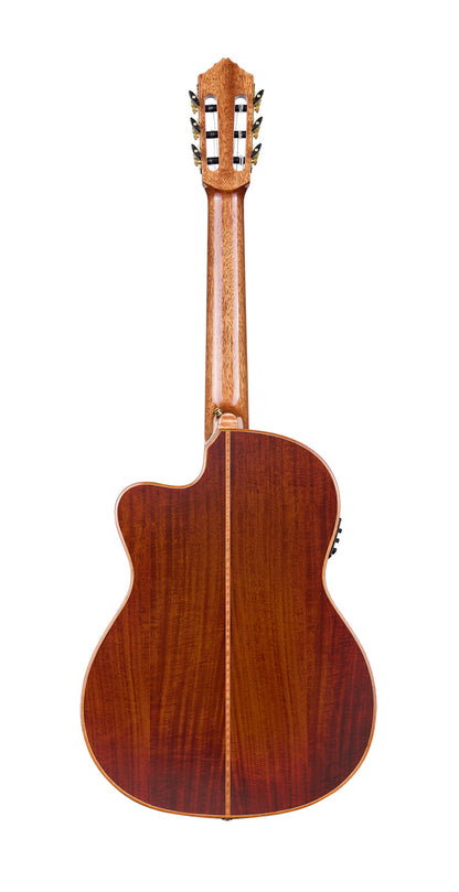EXOTICSUITE C/E, Thinline, pan coupé, EQ MagusPro, table épicéa massif + placage acacia flammé, f/e acacia flammé, brillant