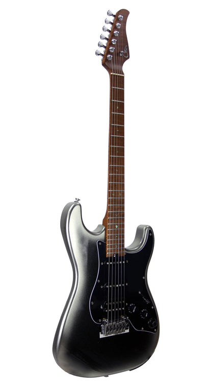 GTRS P801, corps aulne, manche érable flammé torréfié, touche érable, micros et processeur GTRS, dark silver