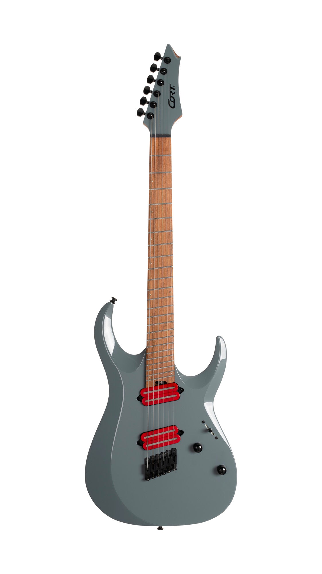 X700 Mutility II, corps tilleul, manche érable torréfié et noyer, touche érable torréfié, micros Fishman Fluence, housse, gris