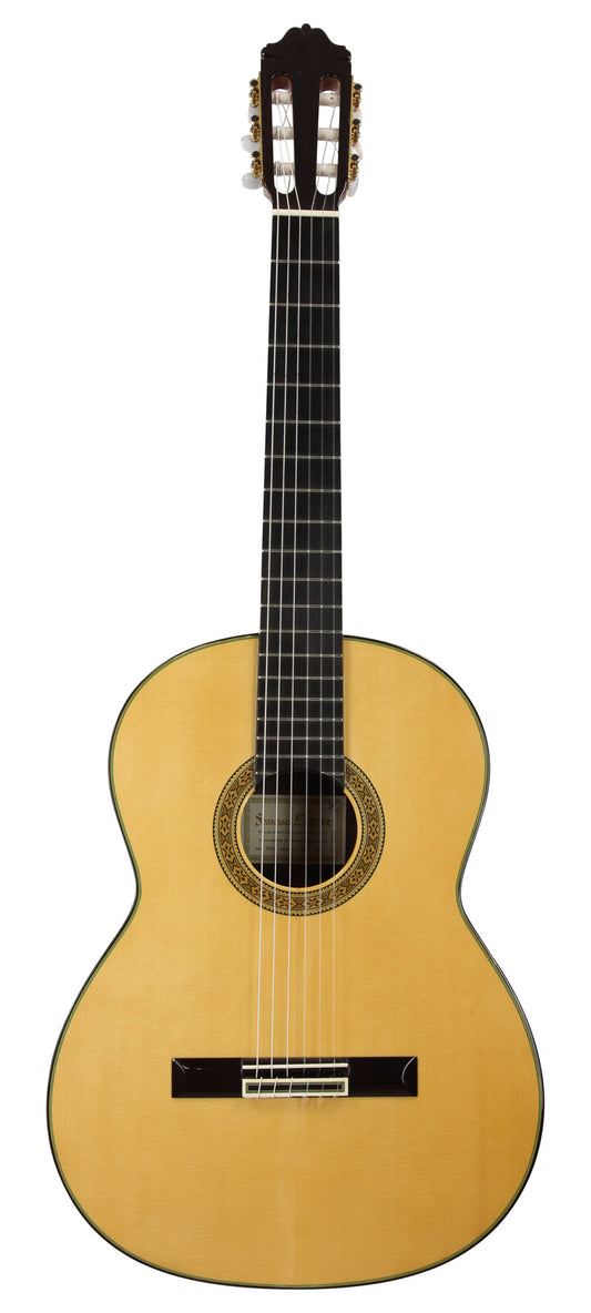 MOD.11, table épicéa massif, fond & éclisses palissandre massif, manche avec insert ébène, touche ébène, sillet 52 mm, soft case