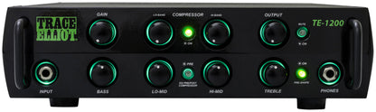 Tête amplifiée pour basse 1200W, EQ 4 bandes, compresseur 2 bandes, 2 sorties jack, sortie DI, sortie casque, finition noir