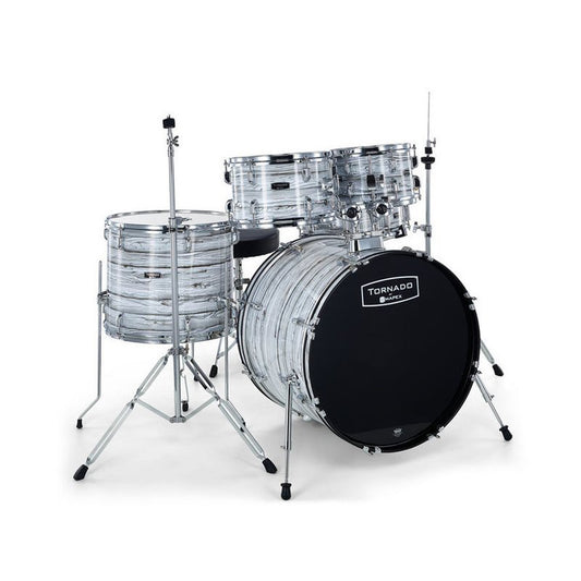 Batterie Tornado FUSION 20, 5 fûts, avec accessoires, Wood Grain White