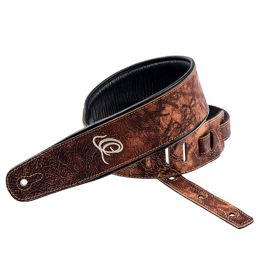 OSCL-2, courroie guitare, série Classic, face cuir, dos PVC (vegan), largeur 7 cm, longueur 145 cm, chestnut tree