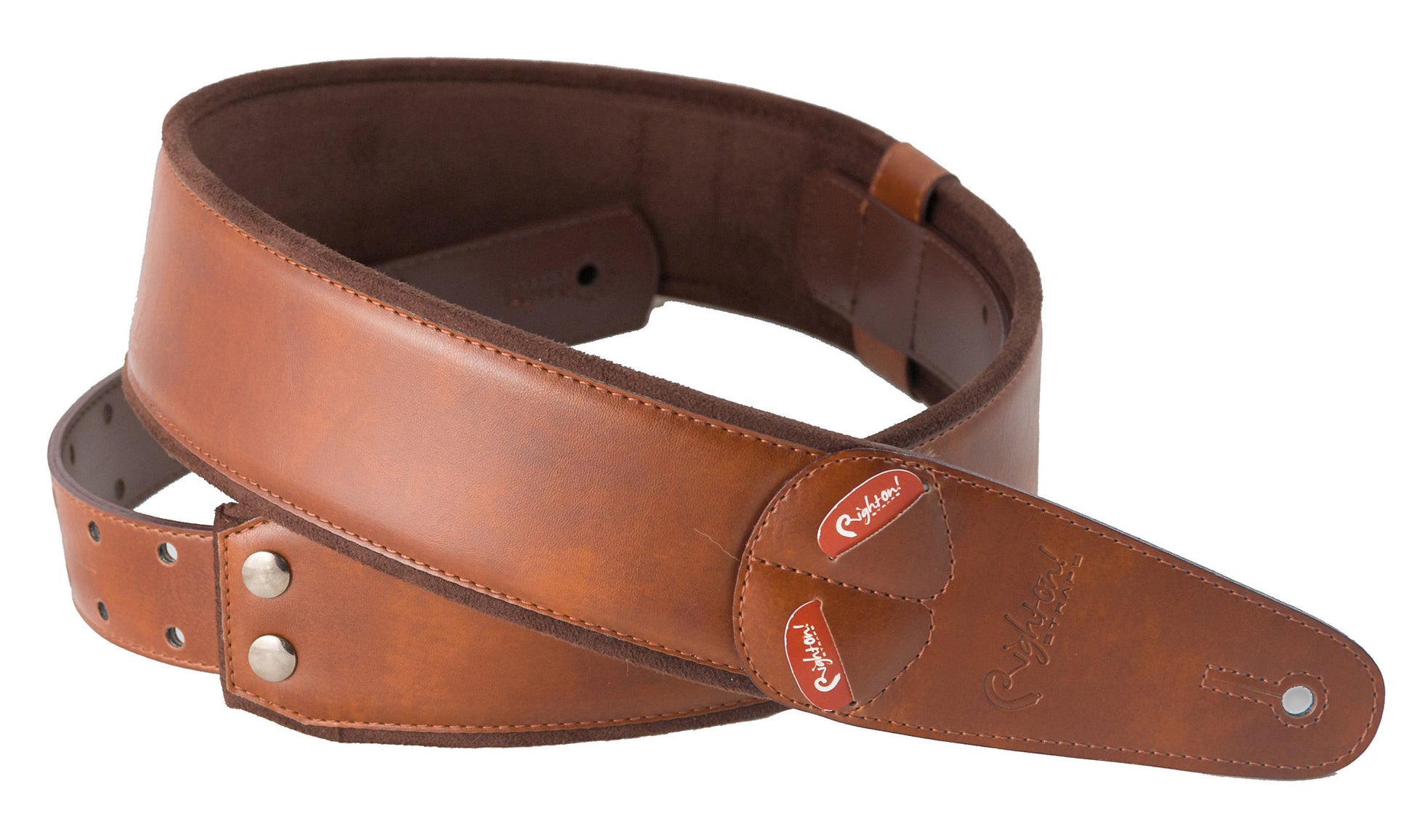 Courroie modèle CHARM, extérieur synthétique, largeur 6 cm, longueur 100 à 145 cm, porte-médiators intégré, brun