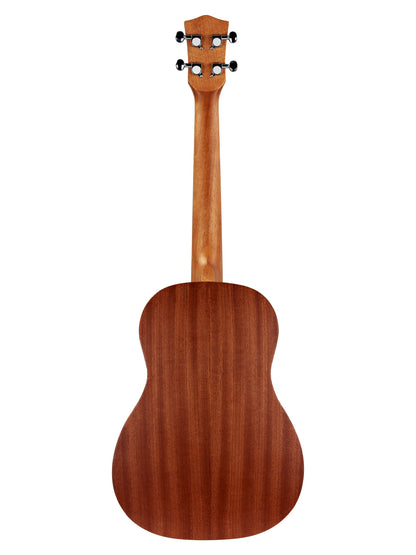 Ukulélé Baryton, table sapele, fond & éclisses sapele, rosace gravée, touche & chevalet noyer, avec housse, naturel