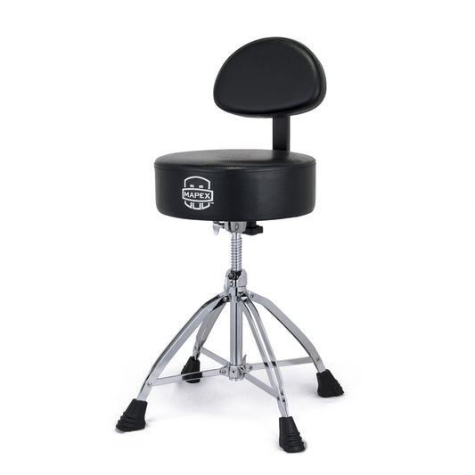 MAPEX SIEGE BATTEUR PRO ROND A DOSSIER SIMILI CUIR NOIR