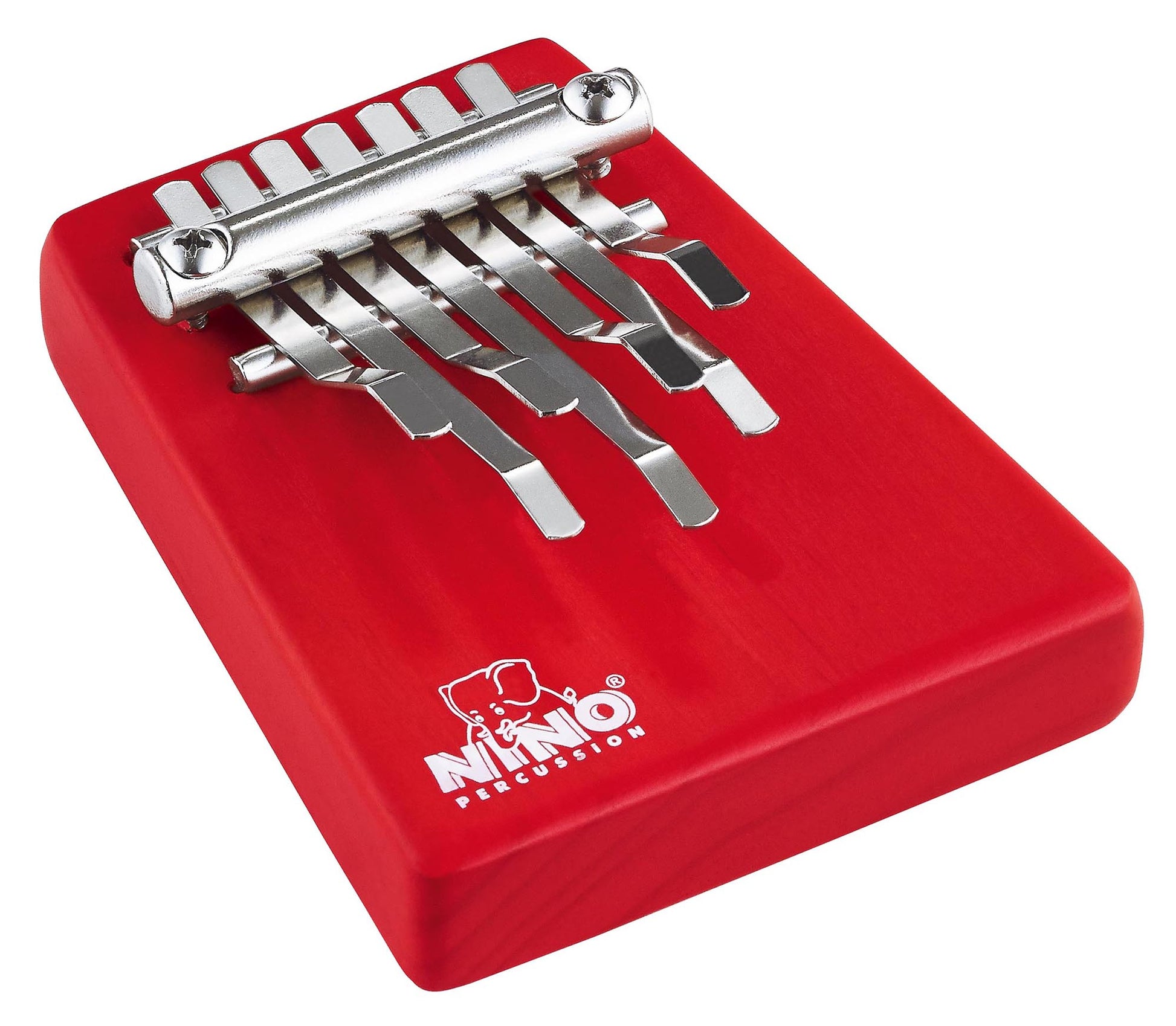 Kalimba, corps en pin, 7 notes, rouge