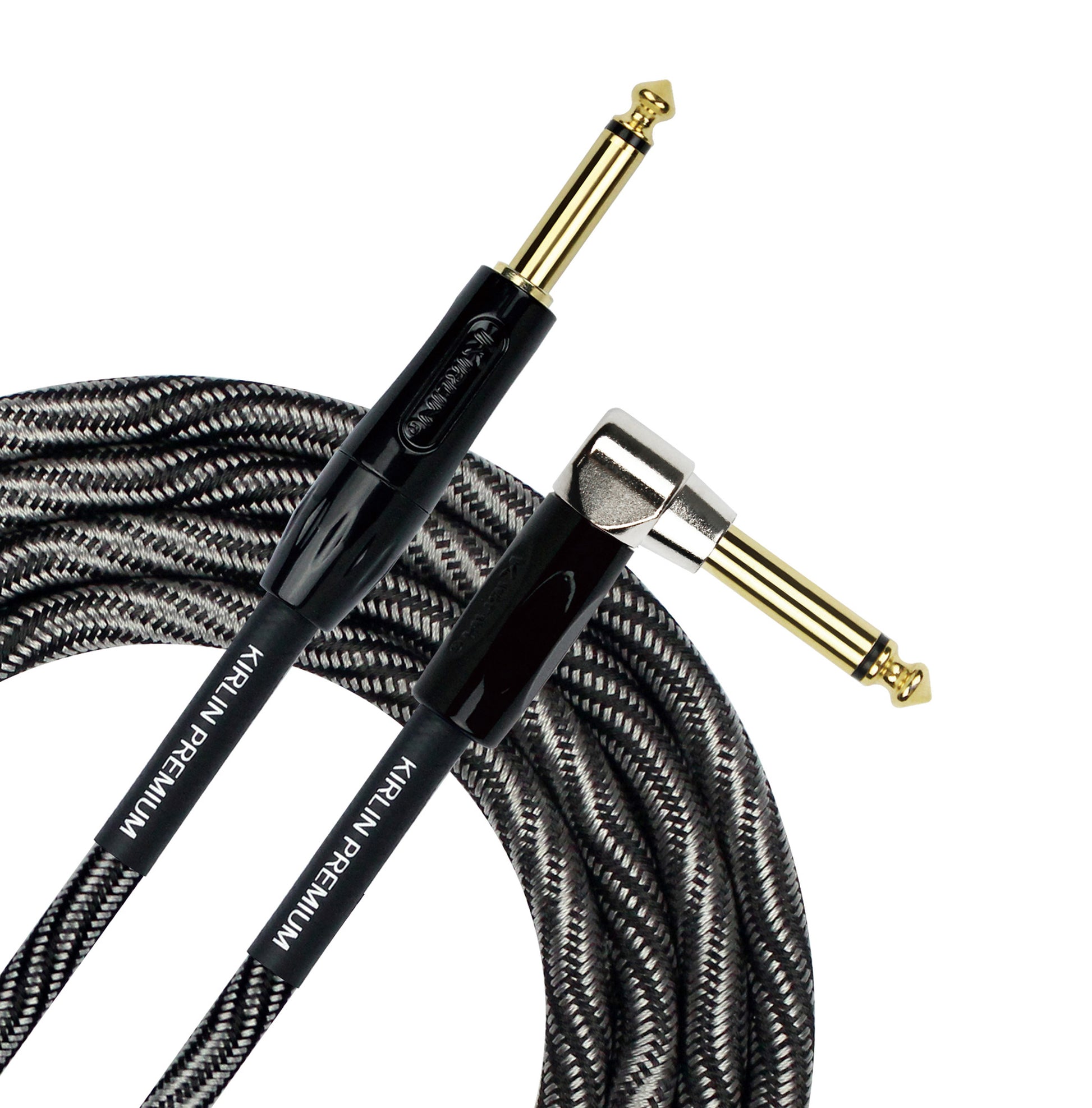 Câble instrument PREMIUM PLUS WAVE Jack/Jack coudé, 6 mètres, noir et blanc