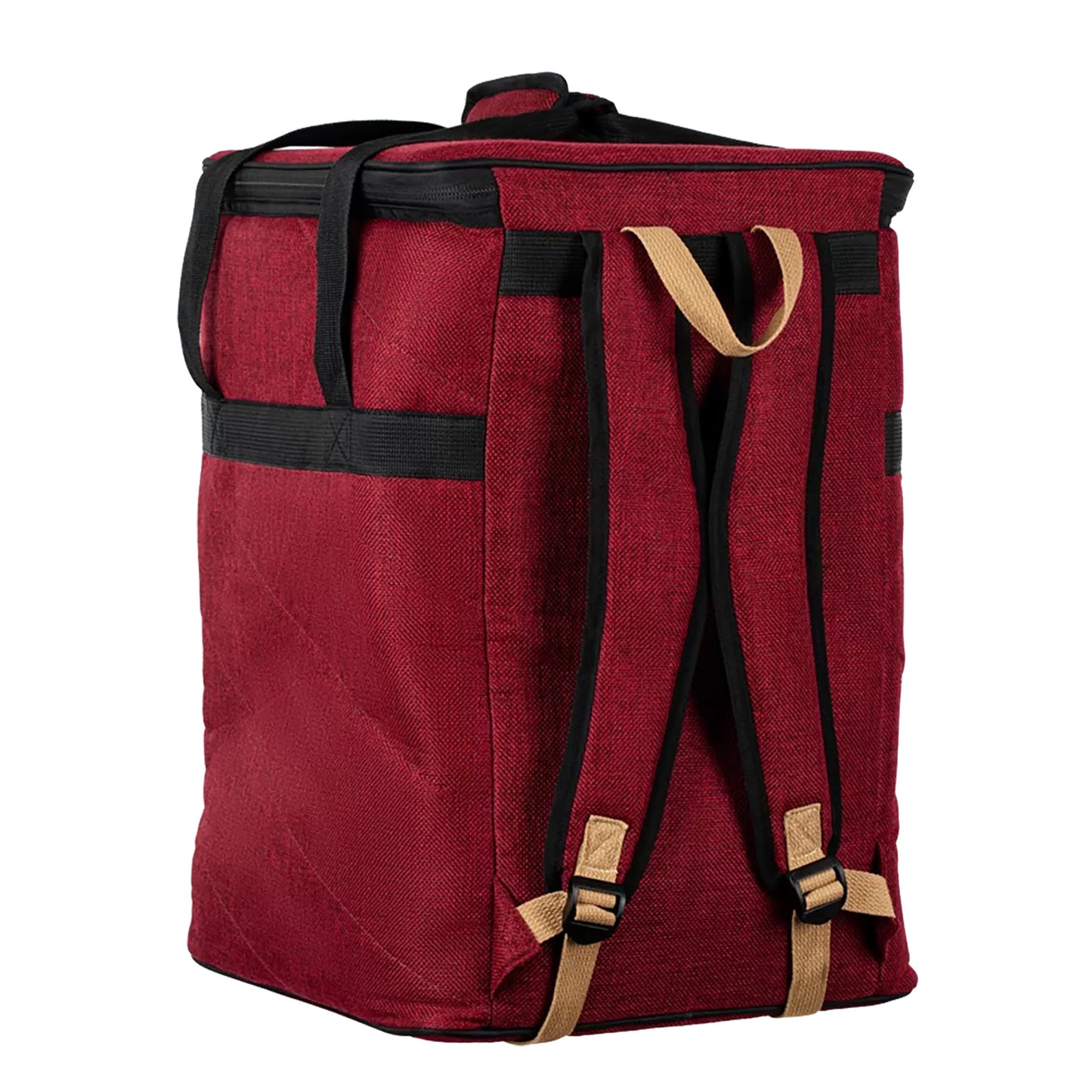 OGBCJ-BX, housse cajon Ortega Premium sac à dos, toile de coton rembourrée (10 mm) avec inserts en cuir suédé, Bordeaux