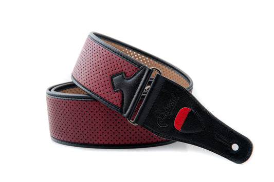Courroie modèle MONTE-CARLO, matériau synthétique à perforations multiples, largeur 6 cm, longueur 90 à 153 cm, rouge