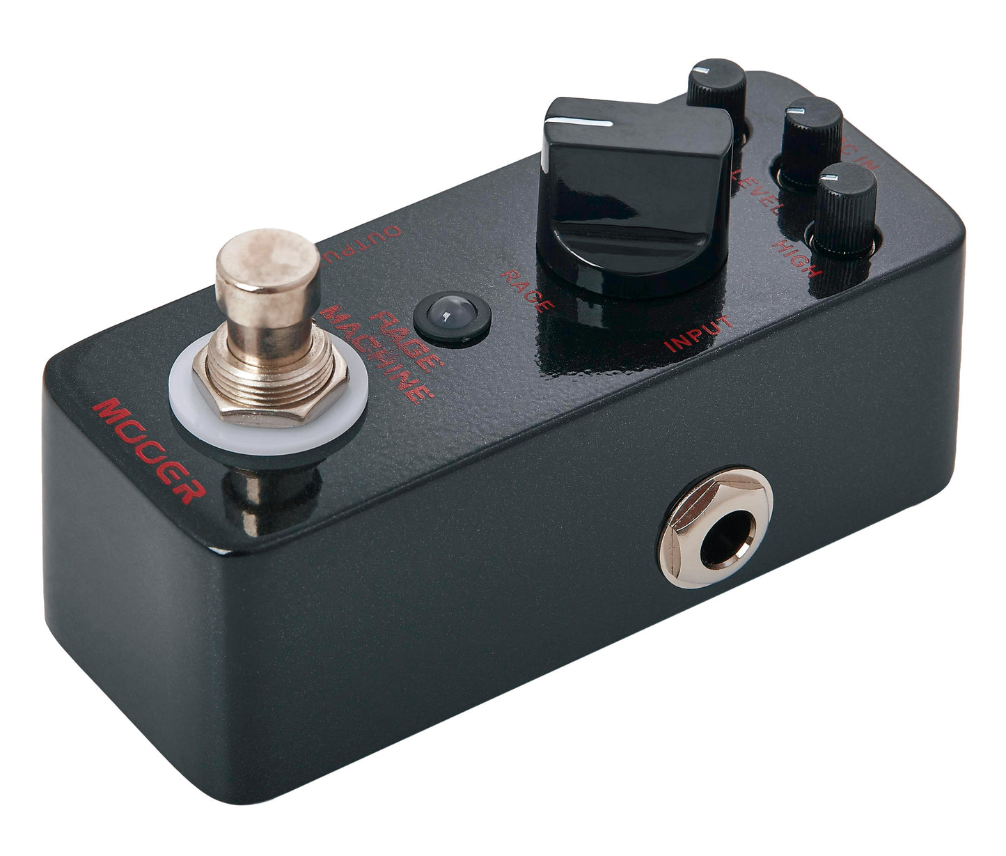 Pédale RAGE MACHINE, distorsion polyvalente style heavy metal, boîtier métal, true bypass, noir