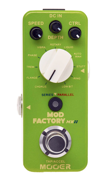 Pédale MOD FACTORY MKII, multi-modulations numérique comprenant 11 algorithmes différents, vert