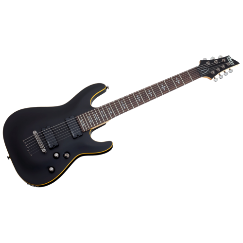 Schecter Demon-7 Electric Guitar, Aged Black Satin